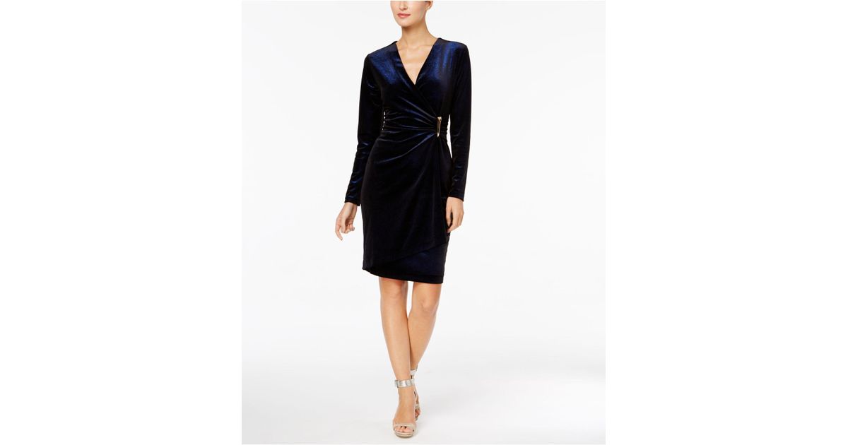 calvin klein velvet wrap dress