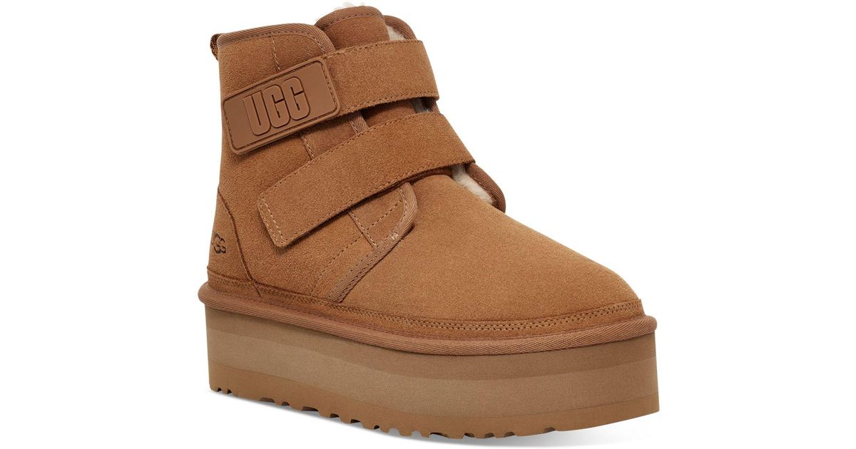 UGG Neumel Doublestrap Platform Booties in Brown Lyst