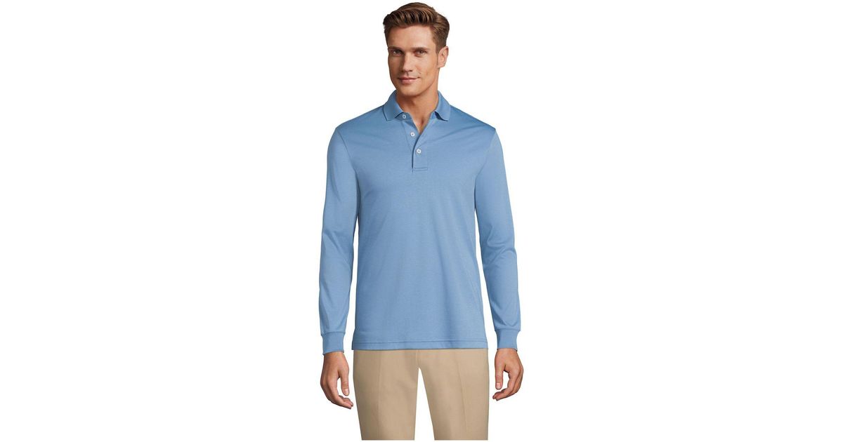 Lands' End Big And Tall Long Sleeve Super Soft Supima Polo Shirt in