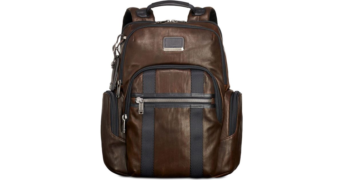 tumi alpha bravo leather backpack