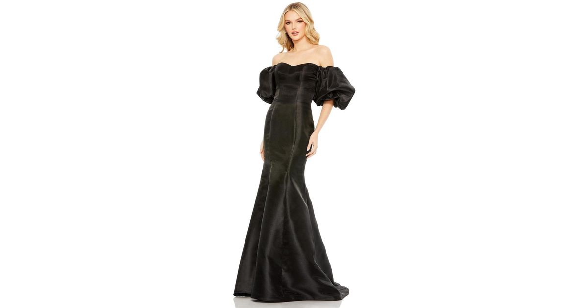 Mac Duggal Sweetheart Off The Shoulder Puff Sleeve Gown in Black | Lyst
