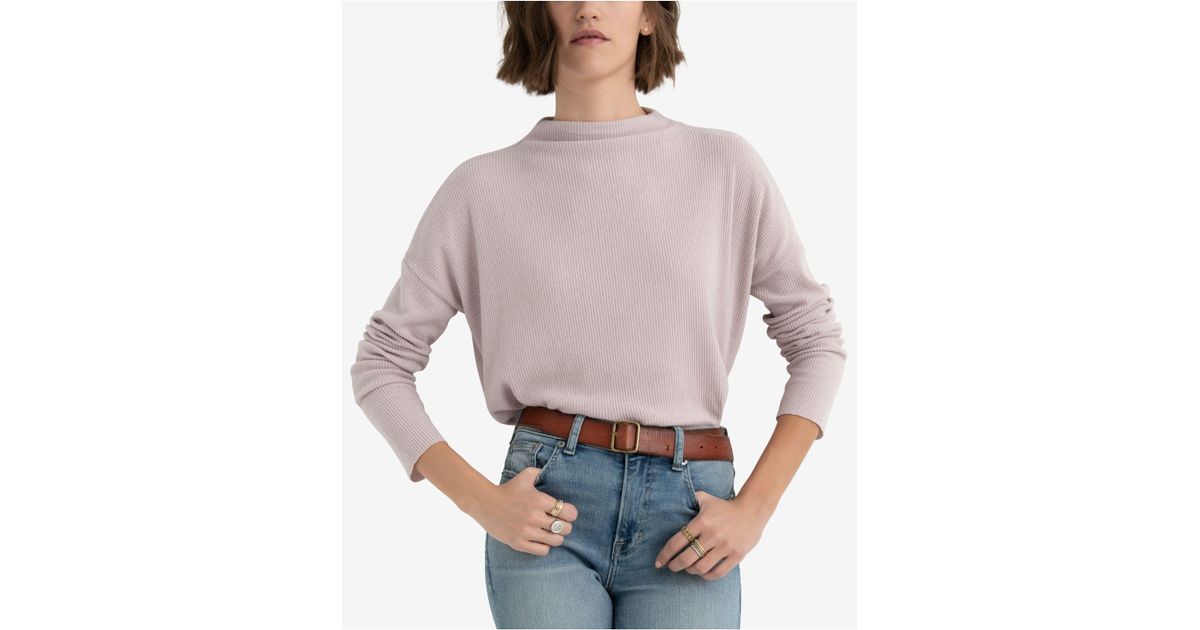 ribbed mock turtleneck top