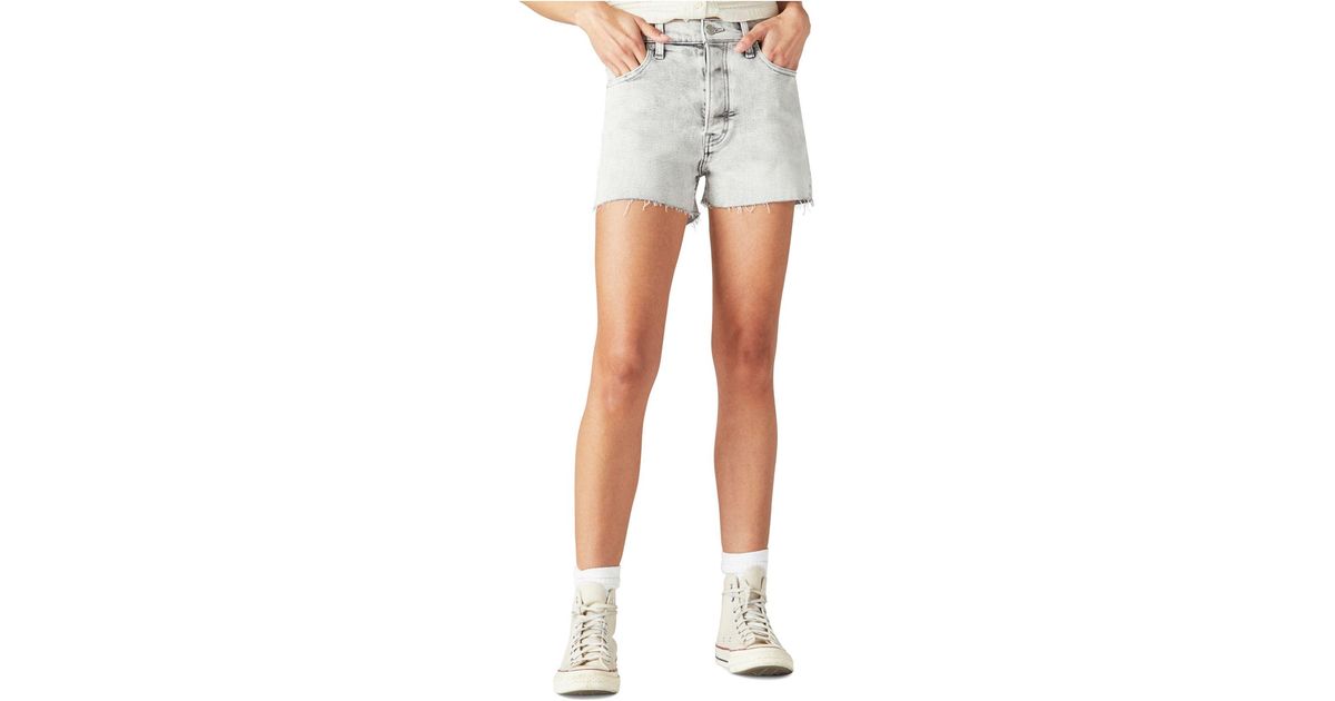 Lucky Brand Denim Highrise Rawhem Shorts Lyst