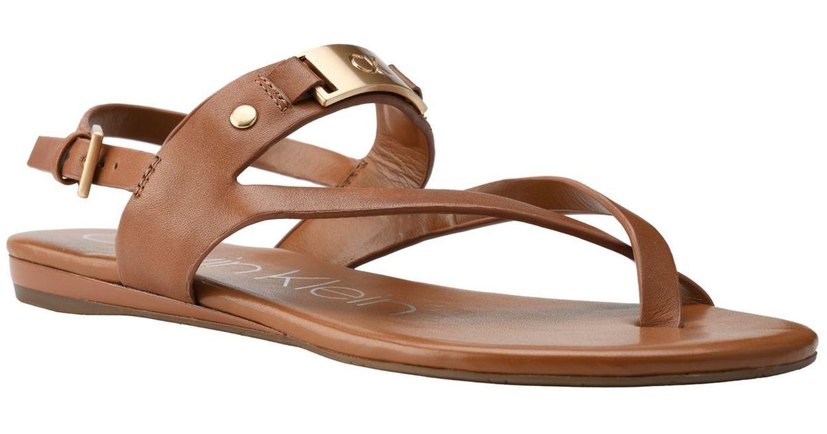 calvin klein women's sadra ankle strap flat sandals