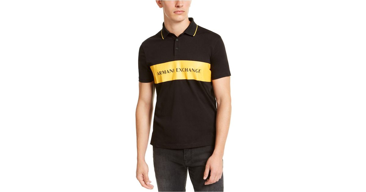 black and yellow armani exchange shirt