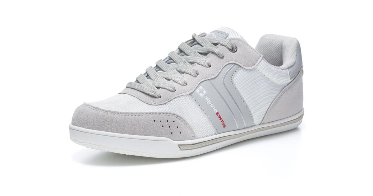 Alpine Swiss Liam Fashion Sneakers Suede Trim Low Top Lace Up
