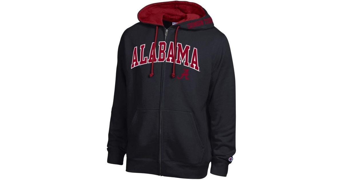Champion Alabama Crimson Tide Arch Logo Full-zip Fleece Hoodie in Black ...