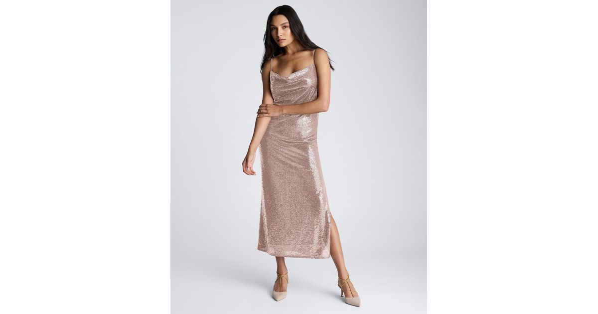 kenneth cole sequin dress Kenneth Cole Sequin Cowl Neck Midi Slipdress In Black - 60% Off