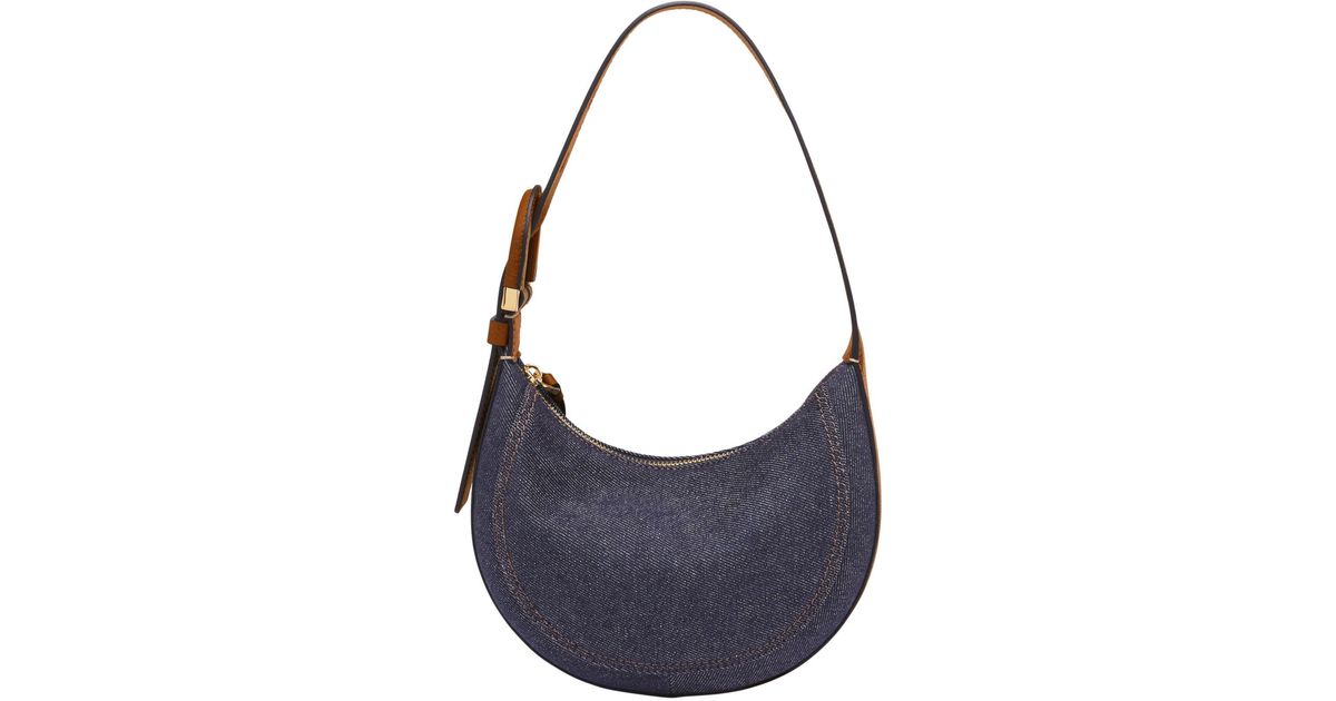 Fossil Harwell Denim Crescent Bag in Blue Lyst