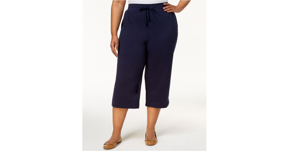 Karen Scott Plus Size Knit Capri Pants, Created For Macy's in Blue
