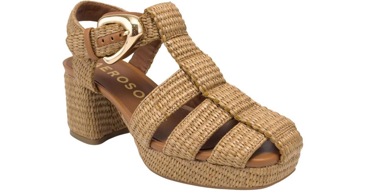 Aerosoles Soave Square Toe Platform Sandals in Brown | Lyst