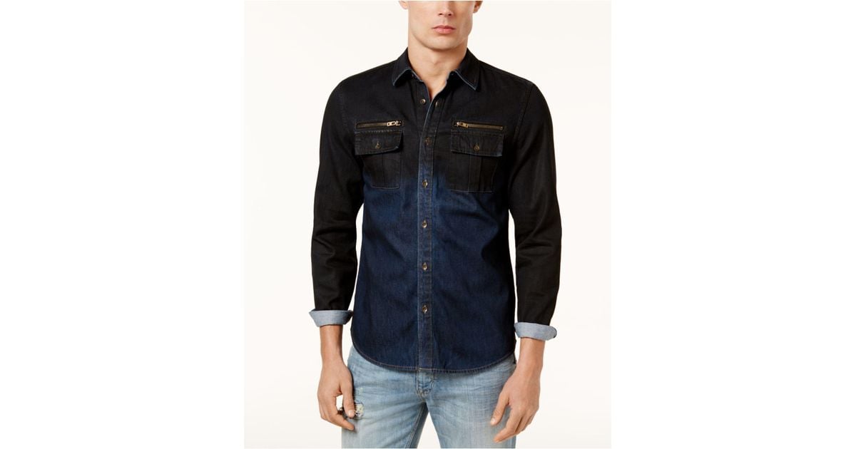 guess denim shirt mens