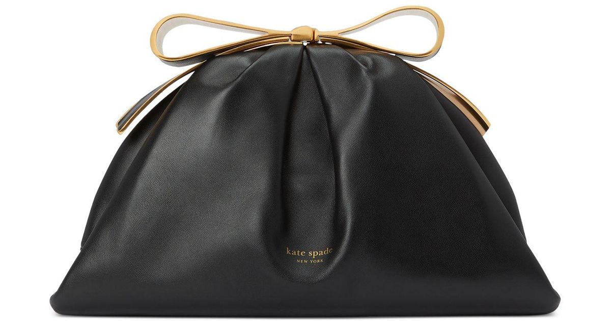 Kate Spade Medium Bridal Leather Bow Frame Clutch in Black Lyst