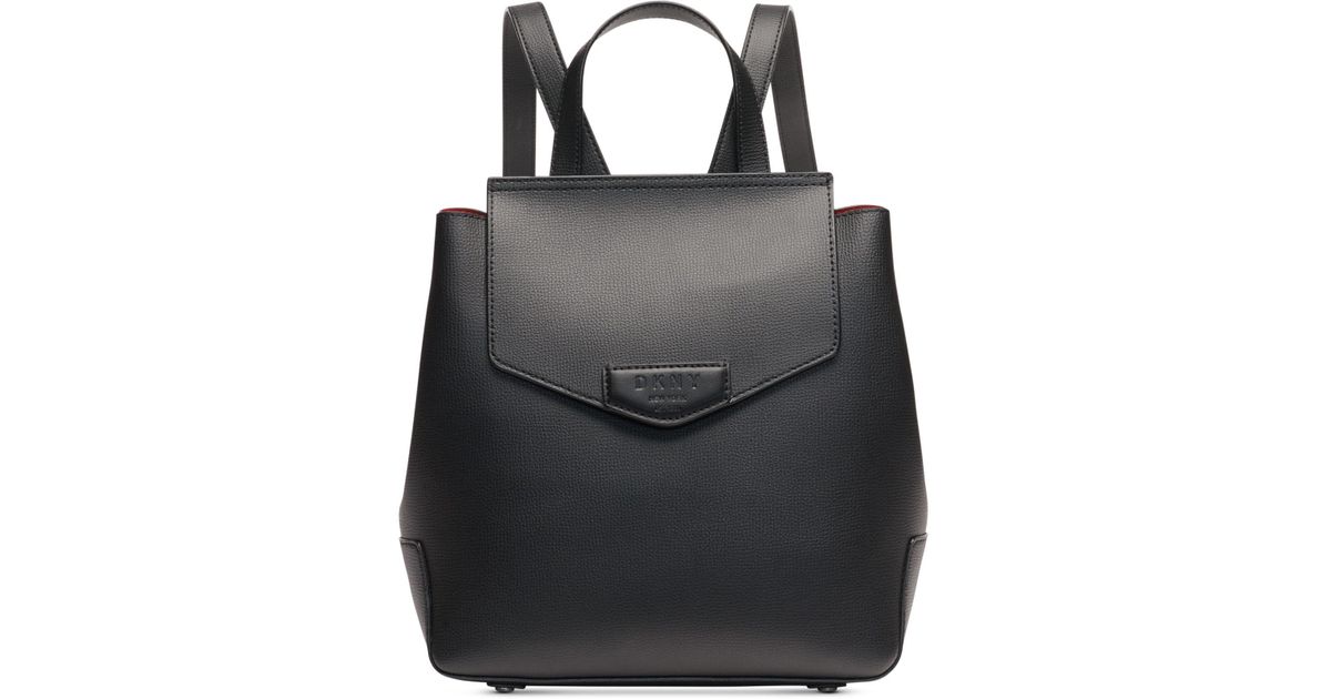 dkny black leather backpack