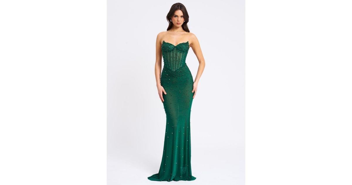 chinese dress ladies Fatima Burgundy Crystal Sleeveless Corset Mermaid Maxi Dress