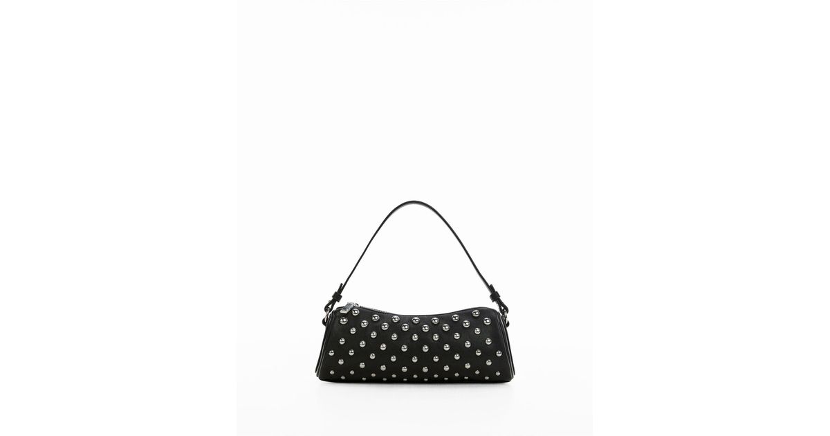 Mango Studded Shoulder Handbag in Black | Lyst