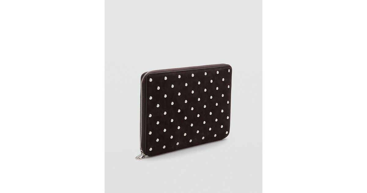 Mango Computer Case Mango Studded Leather Laptop Case in Black | Lyst