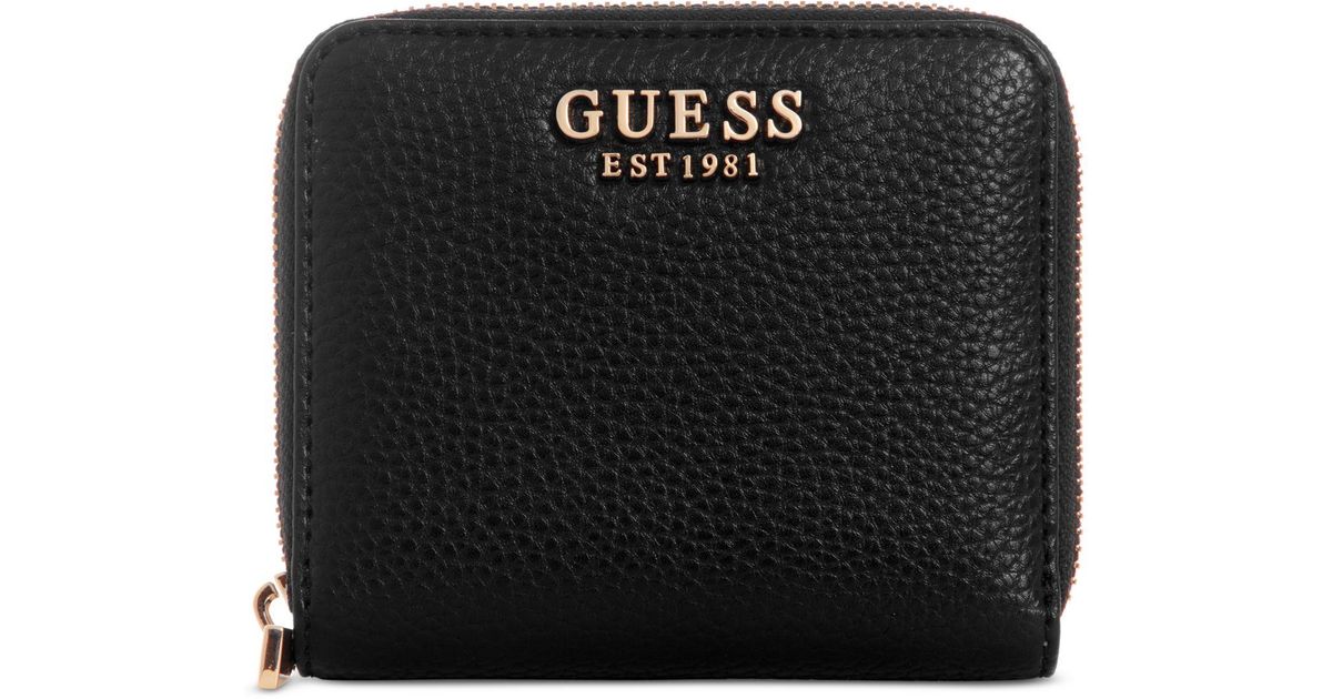 Guess Emiliya Small Ziparound Wallet in Black Lyst