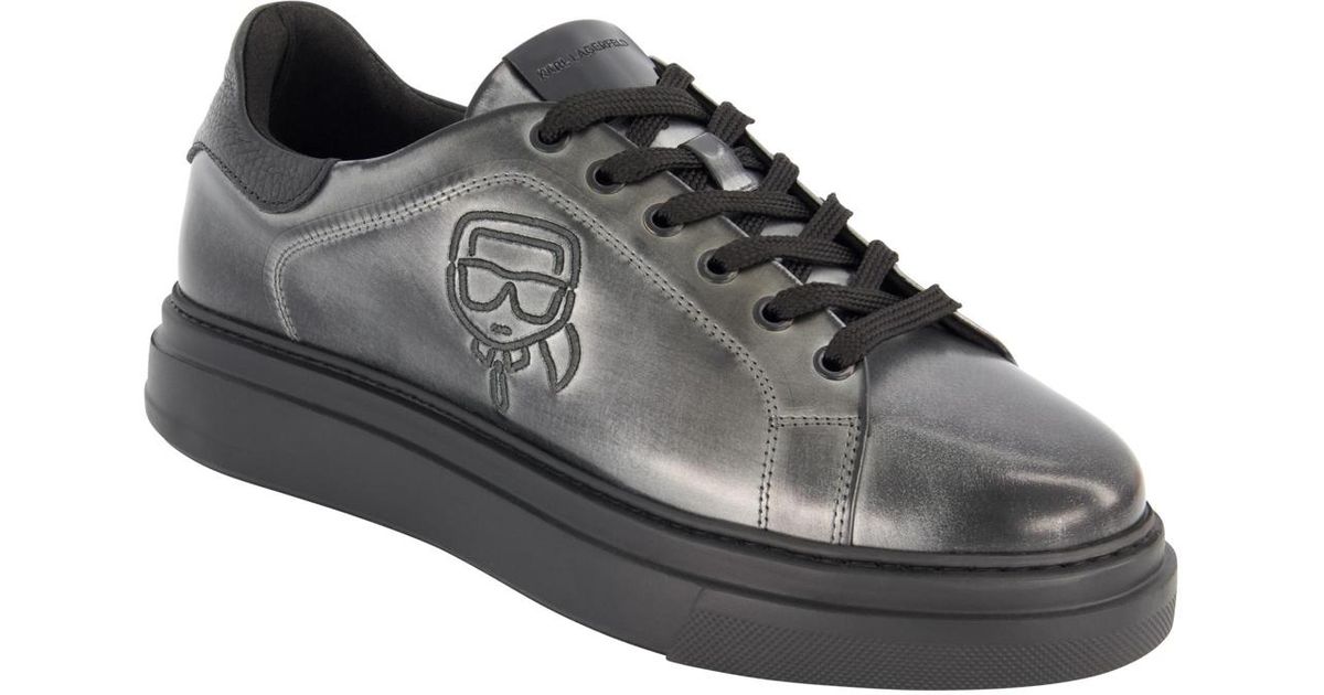 New Karl Lagerfeld men's hotsell sneakers 10 Leather Black/White Retail 250$