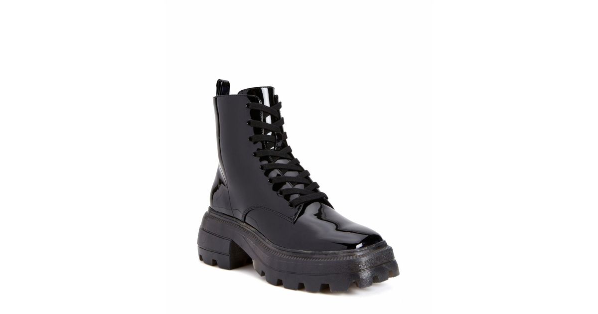Katy Perry Synthetic The Geli Combat Square Toe Boot in Black | Lyst