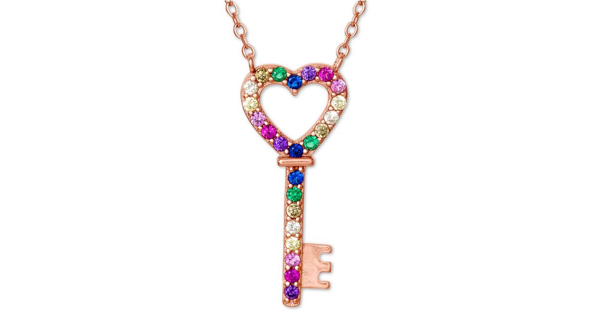 Giani Bernini Cubic Zirconia Rainbow Heart Key Pendant ...