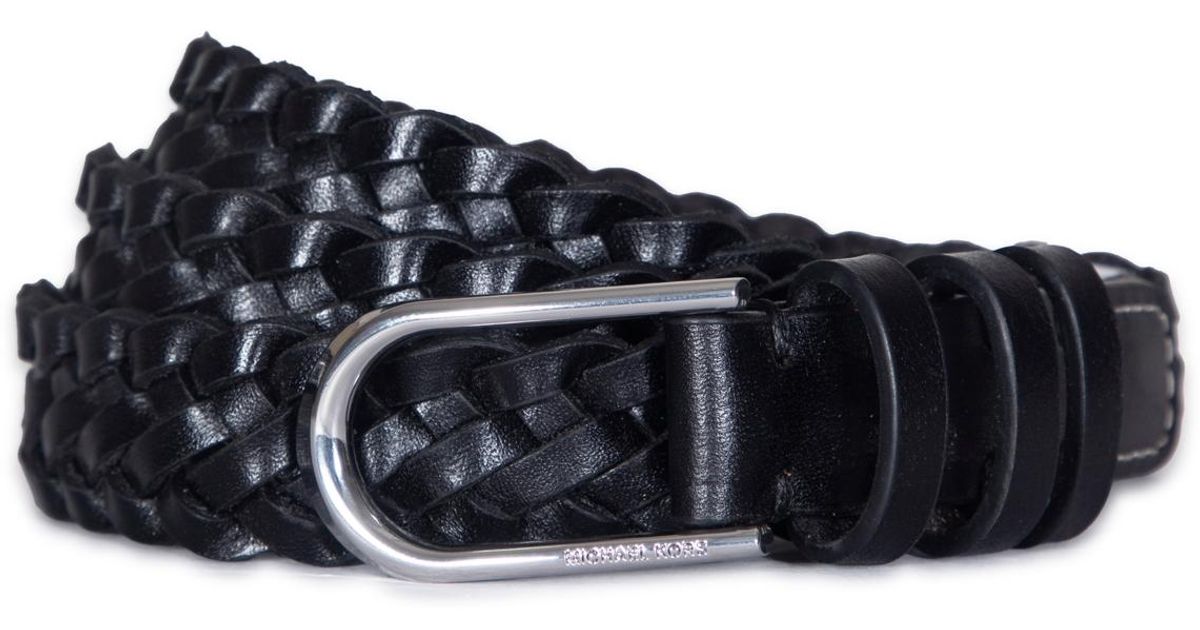 Michael Kors Micheal Kors Braided Leather Belt in Black | Lyst