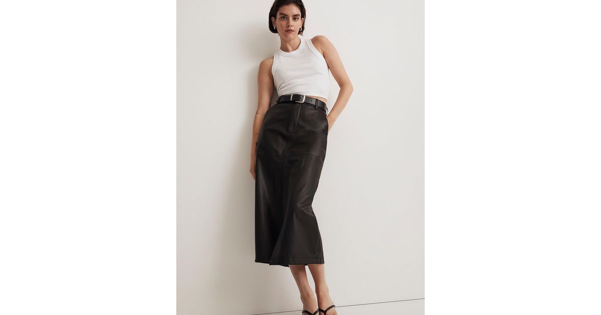 MW Leather Midi Skirt | Lyst