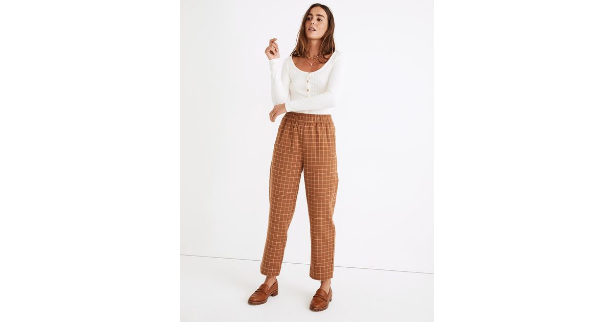 MW Cotton Tall Waffleback Pull-on High-rise Tapered Pants In Windowpane | Lyst