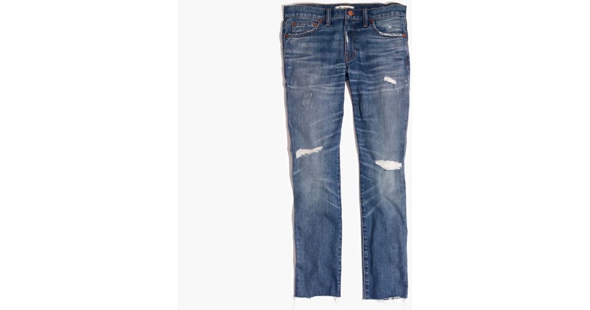madewell slim boyjean raw hem