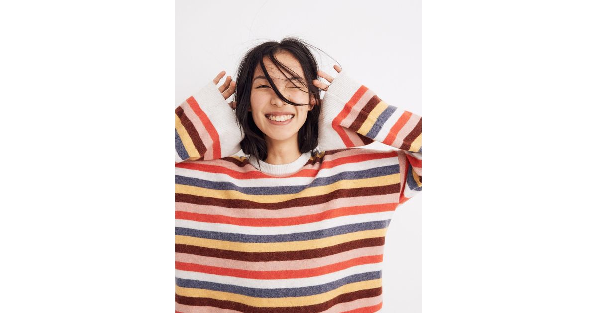 Cardiff striped crewneck sweater in coziest yarn cheap