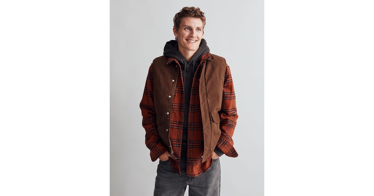 MW Waxed Canvas Vest in Brown for Men Lyst
