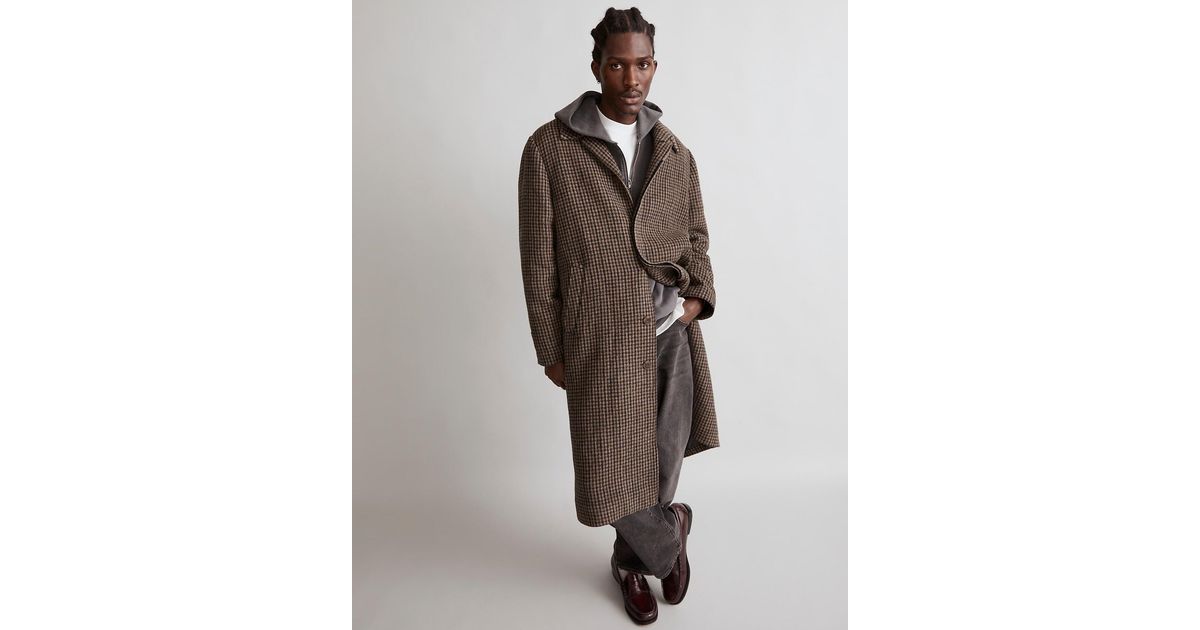MW Houndstooth Topcoat In Italian Fabric in Brown for Men | Lyst