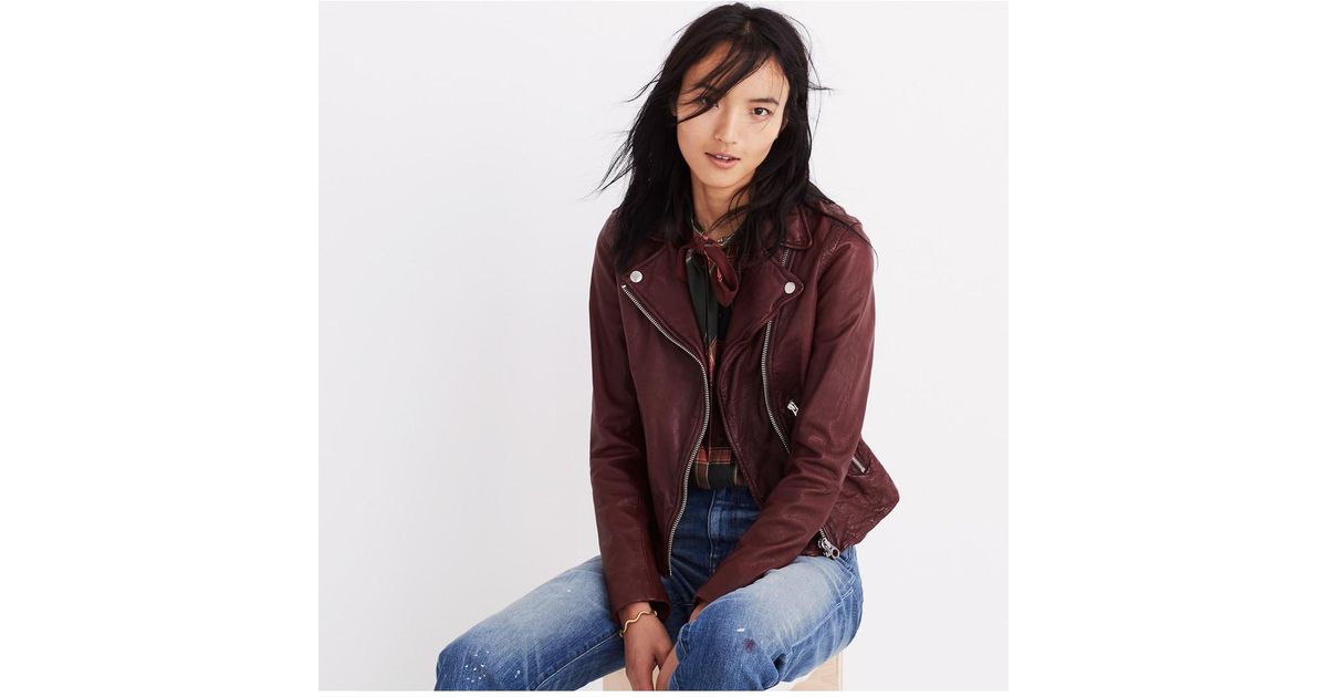 Madewell Multicolor Washed Leather Motorcycle Jacket