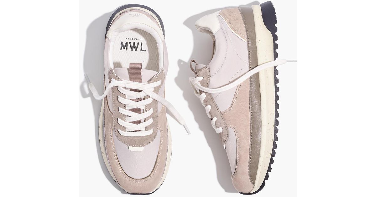 kickoff trainer sneakers in leather and recycled nylon