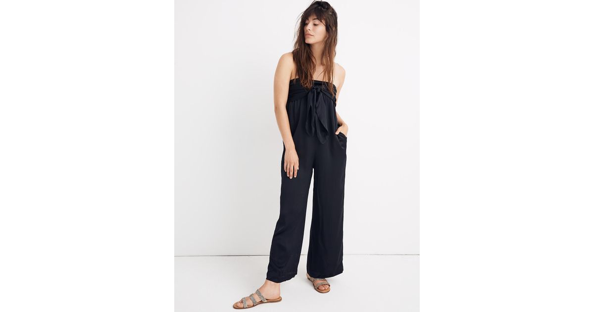 strapless tie front jumpsuit