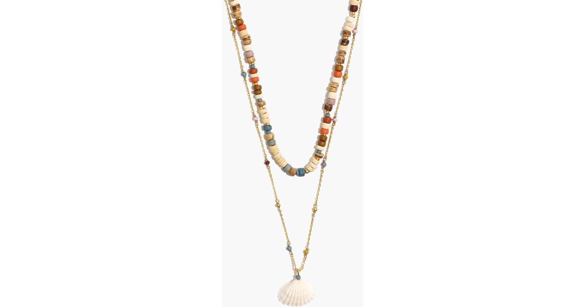 MW Madewell X Warm Beaded Shell Layered Necklace in Metallic