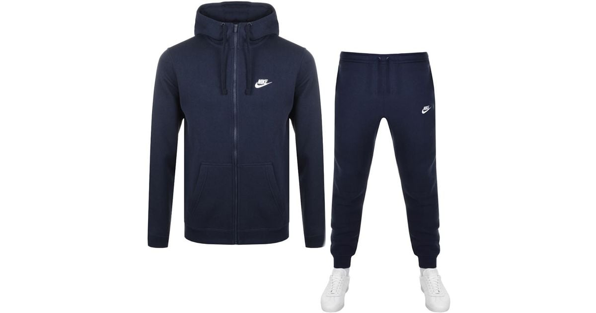 Nike Full Zip Club Tracksuit Navy in Blue for Men | Lyst UK