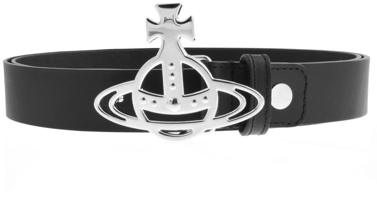Vivienne Westwood Orb Buckle Leather Belt in Black for Men - Lyst
