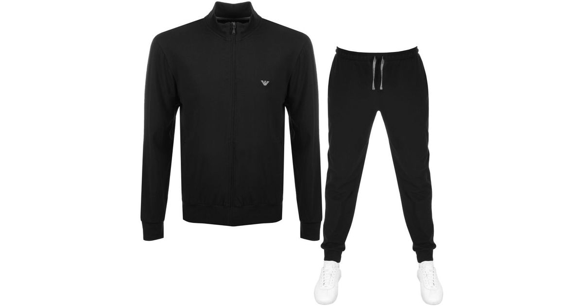 Emporio armani lightweight lounge tracksuit black Clearance