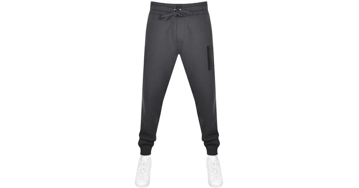 Armani Exchange Leather Logo jogging Bottoms in Grey (Gray) for Men | Lyst
