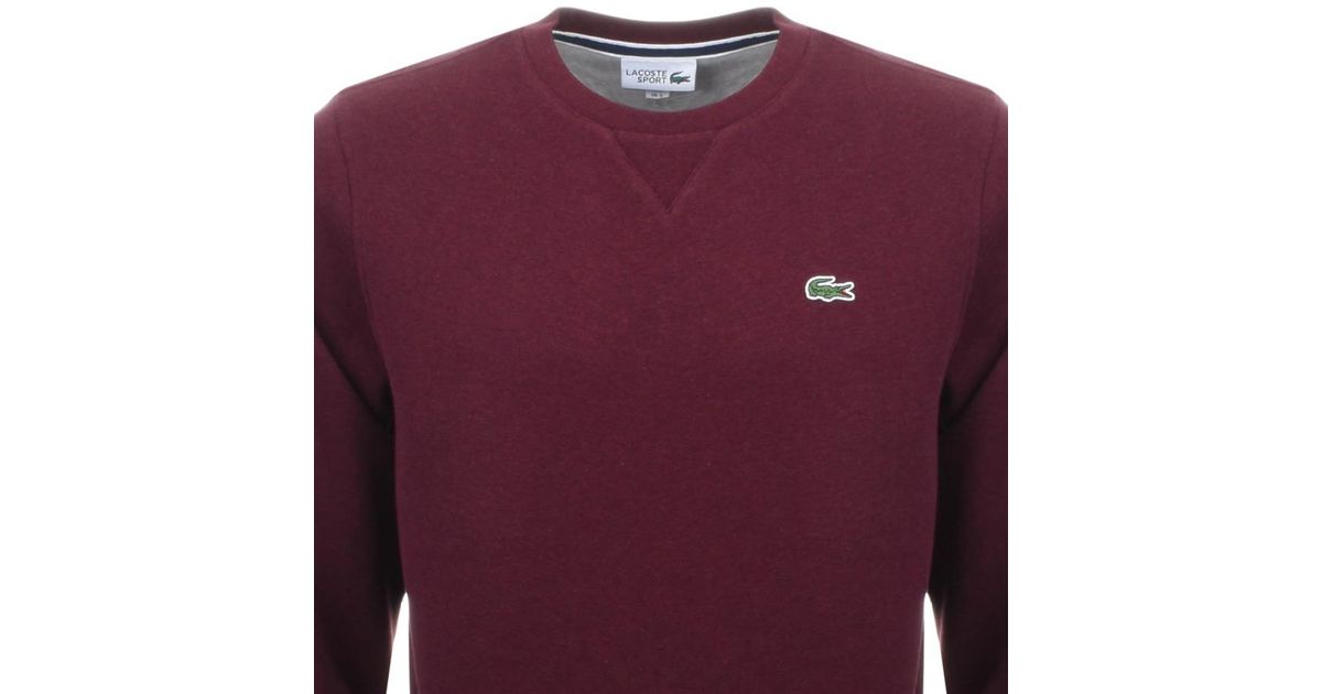 Lacoste Sport Cotton Crew Neck Sweatshirt Burgundy in Purple for Men - Lyst