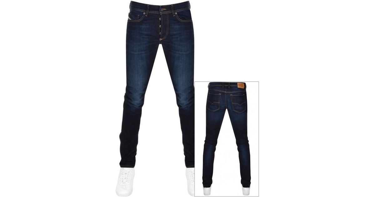 DIESEL Denim Sleenker 009ey Skinny Fit Jeans in Navy (Blue) for Men - Lyst
