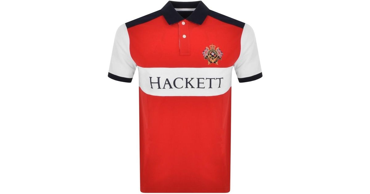 Hackett Cotton Crest Panel Polo T Shirt 