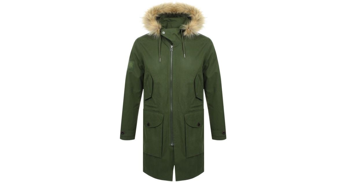 pretty green faux fur trim hooded parka