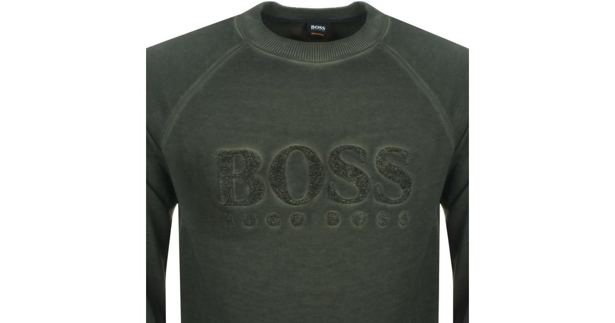 BOSS by HUGO BOSS Cotton Boss Orange Wayman Sweatshirt Green for Men - Lyst