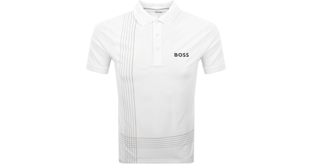 Check Boss BOSS Boss Check Toc Polo T Shirt in White for Men | Lyst