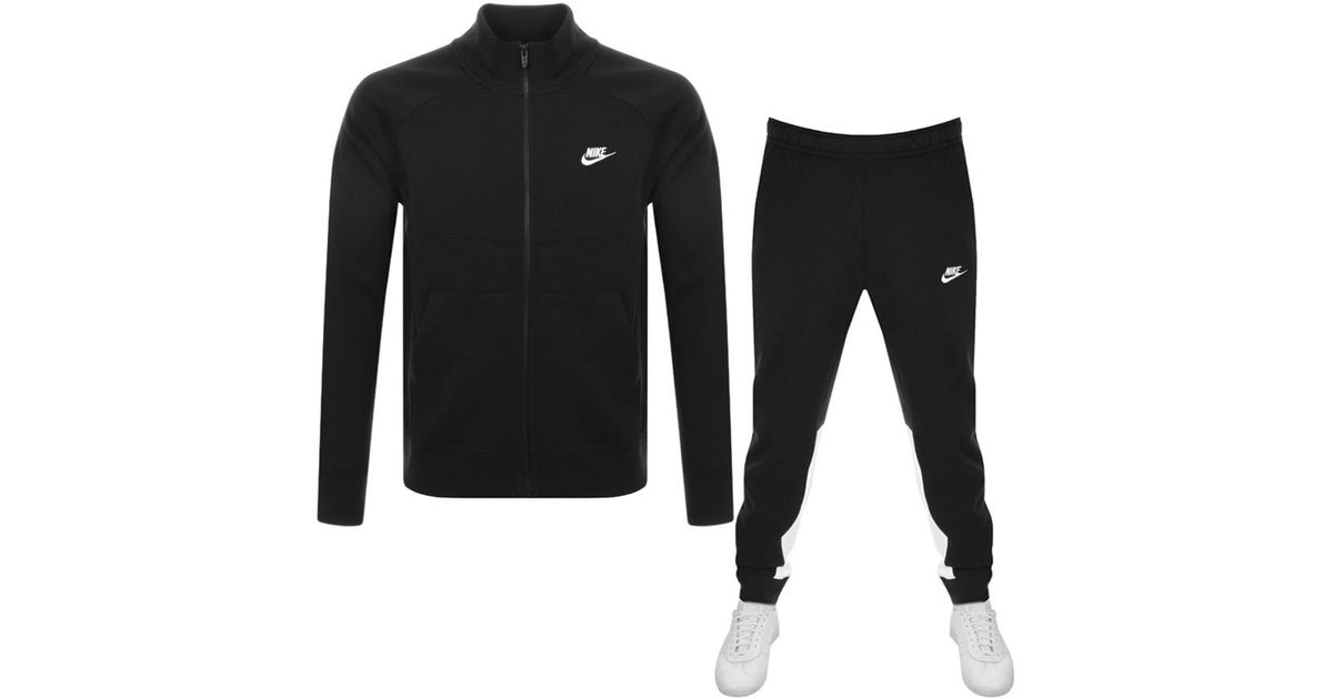 Nike Standard Fit Fleece Tracksuit in Black for Men - Lyst