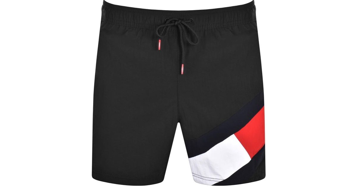 Tommy Hilfiger Slim Fit Swim Shorts in Black for Men | Lyst