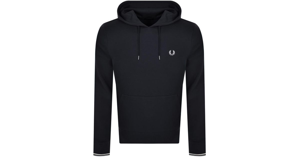 Fred Perry Cotton Tipped Logo Hoodie in Navy (Blue) for Men | Lyst
