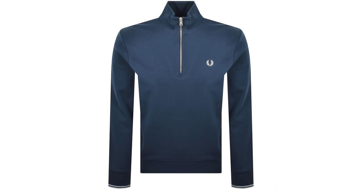 Fred Perry Half Zip Sweatshirt Midnight in Blue for Men | Lyst